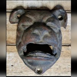 NWOT Cast Iron Bulldog Bull Dog Bottle Opener Beer Man Cave Garage Caps